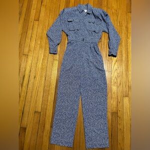 VINTAGE 80'S Act 1 New York Women’s Blue/White  Printed Jumpsuit  12